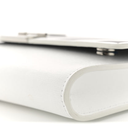 Off-White Saffiano Striped Diag Binder Clip Flap Wallet On Chain White Black 9 of 10