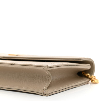 Saint Laurent Grain De Poudre Matelasse Chevron Monogram Envelope Chain Wallet Dark Beige 8 of 8