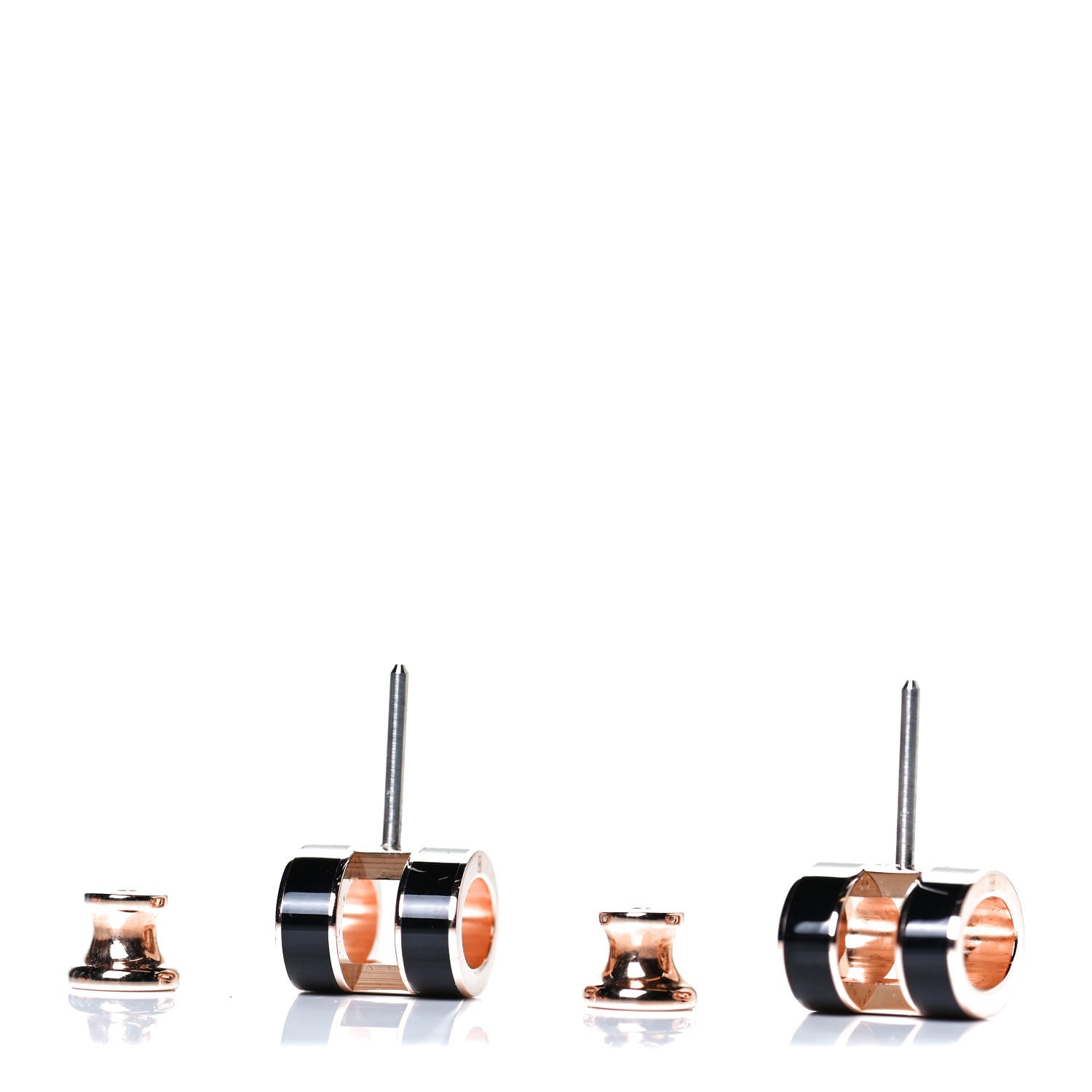 Hermes Rose Gold Lacquered Mini Pop H Earrings Black 3 of 4