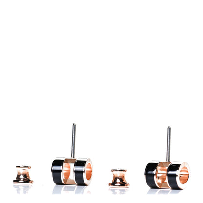 Hermes Rose Gold Lacquered Mini Pop H Earrings Black 3 of 4