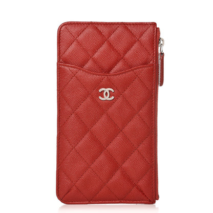 Chanel Caviar Quilted Flat Wallet Pouch Red 1 of 7