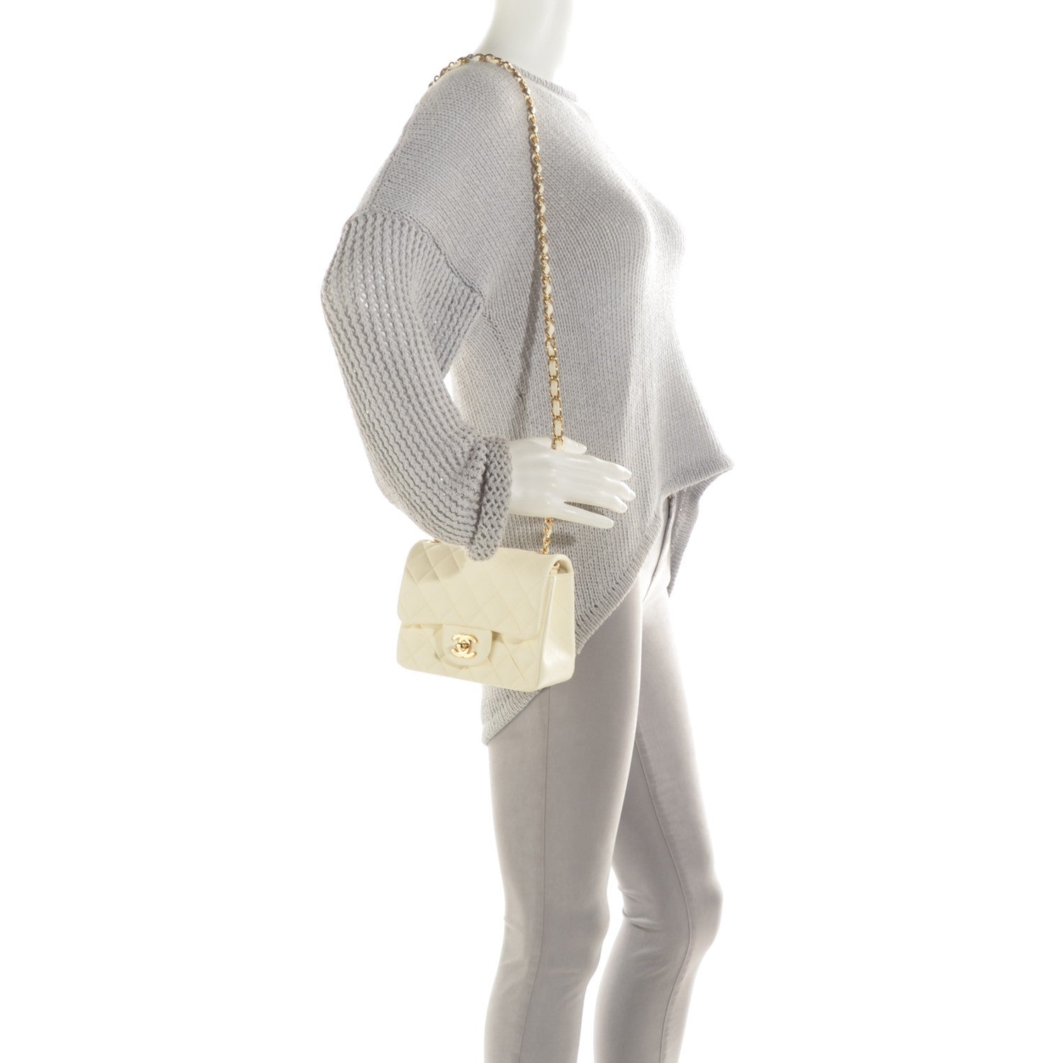 Chanel Lambskin Quilted Mini Square Flap Dark White 2 of 9