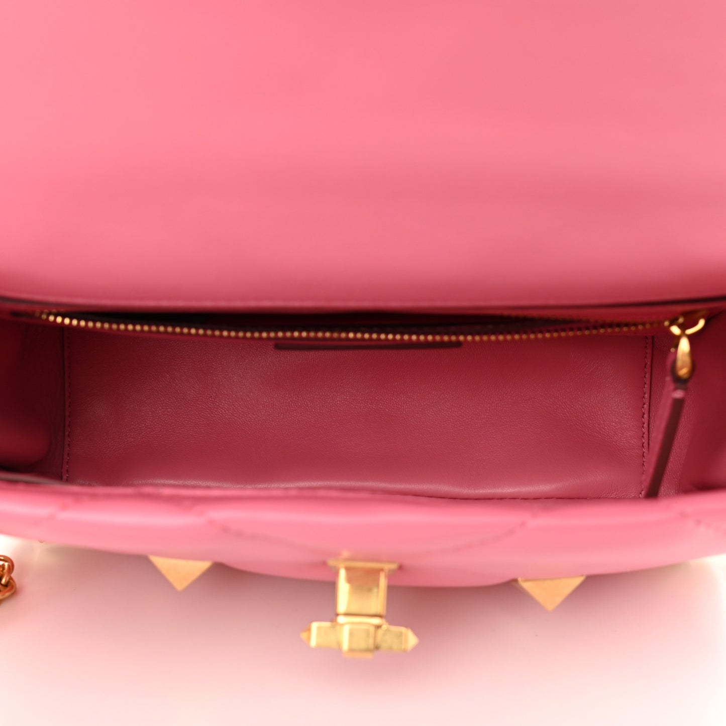 Nappa Medium Roman Stud Shoulder Bag Flamingo Pink