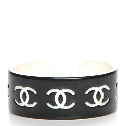 Chanel Resin CC Narrow Cuff Black White 1 of 5