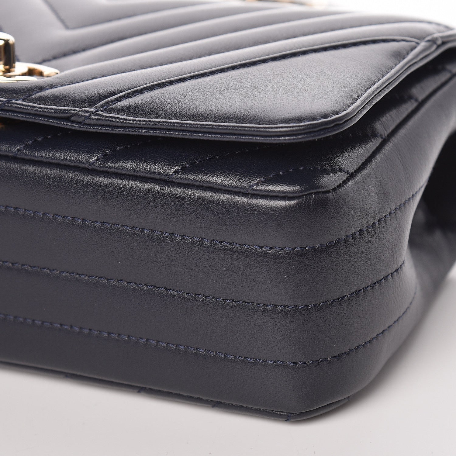 Chanel Calfskin Chevron Quilted Mini Statement Flap Navy Blue 9 of 10