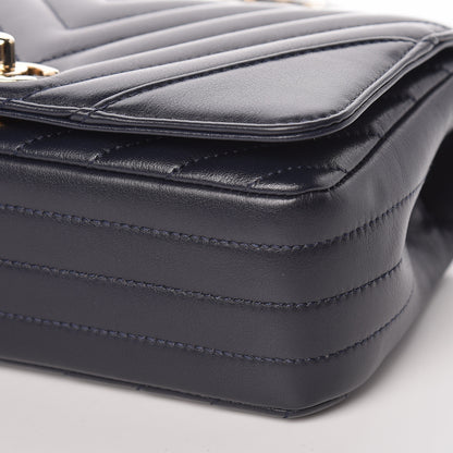Chanel Calfskin Chevron Quilted Mini Statement Flap Navy Blue 9 of 10