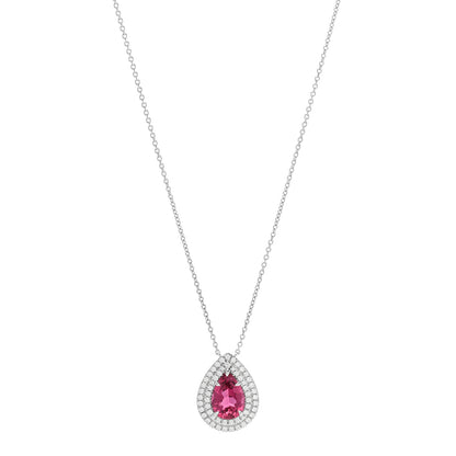 Tiffany Platinum Diamond Rubellite Pear Shaped Soleste Pendant Necklace 1 of 6