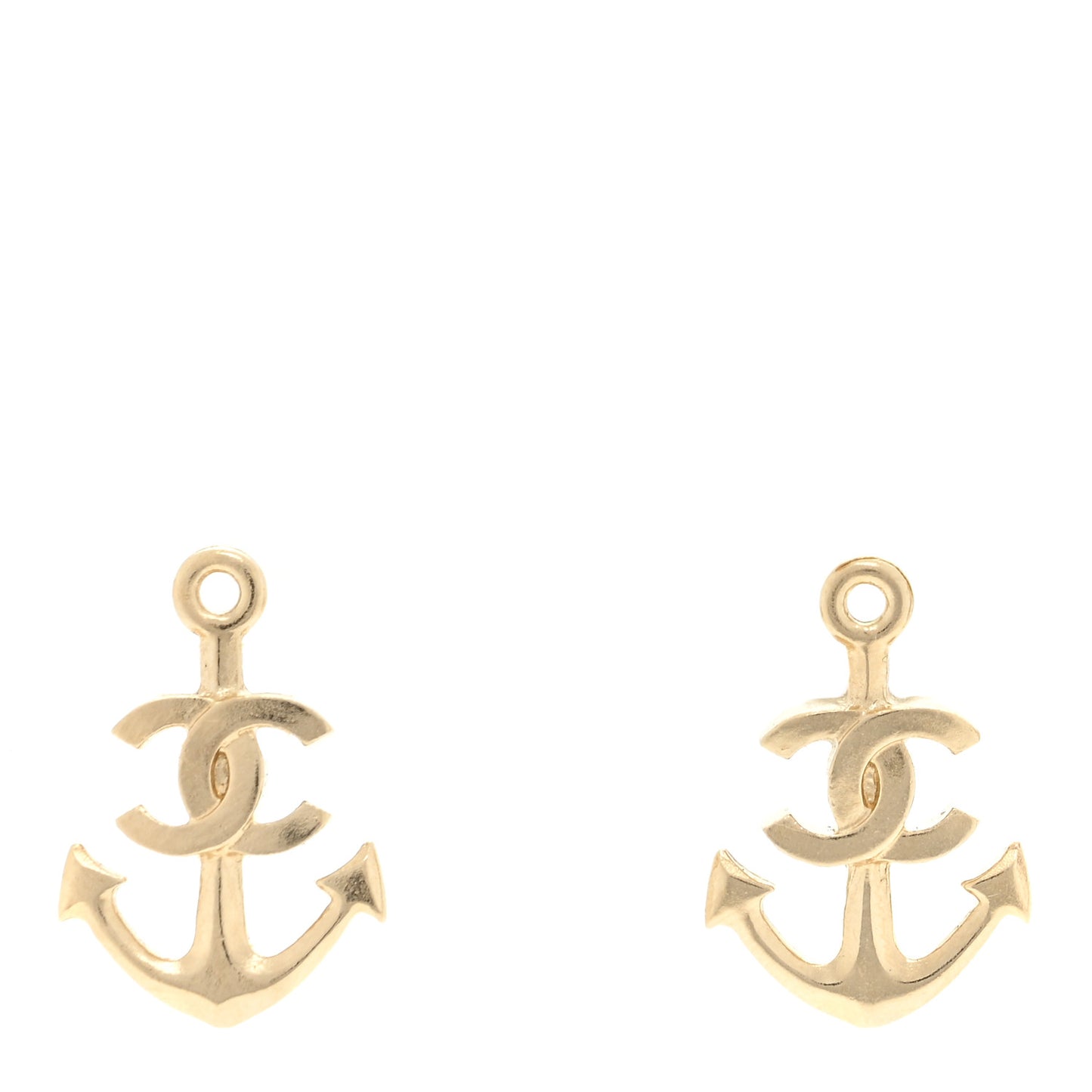 Metal Anchor CC Earrings Gold