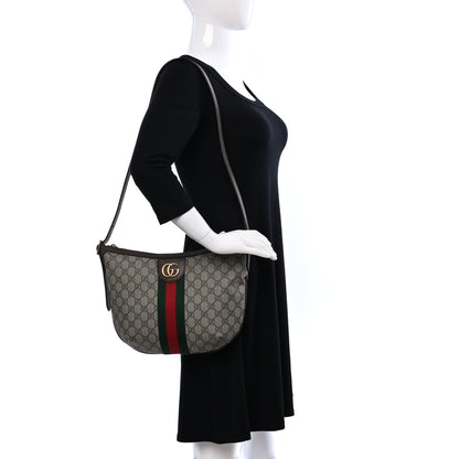 Gucci GG Supreme Monogram Web Small Ophidia Half Moon Hobo Brown 2 of 9