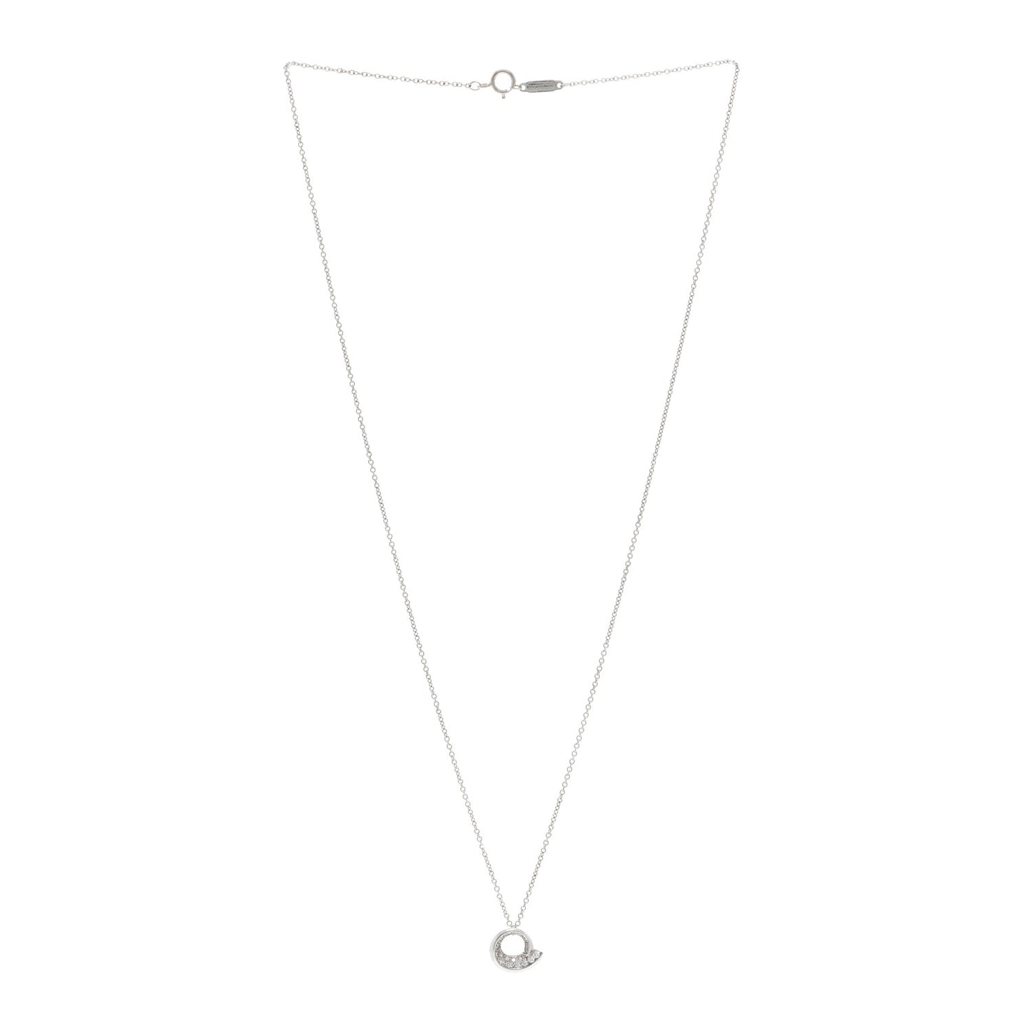 18K White Gold Diamond Frank Gehry Fish Circle Pendant Necklace