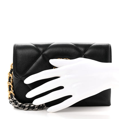 Chanel Lambskin Quilted Chanel 19 Flap Clutch Black 2 of 14