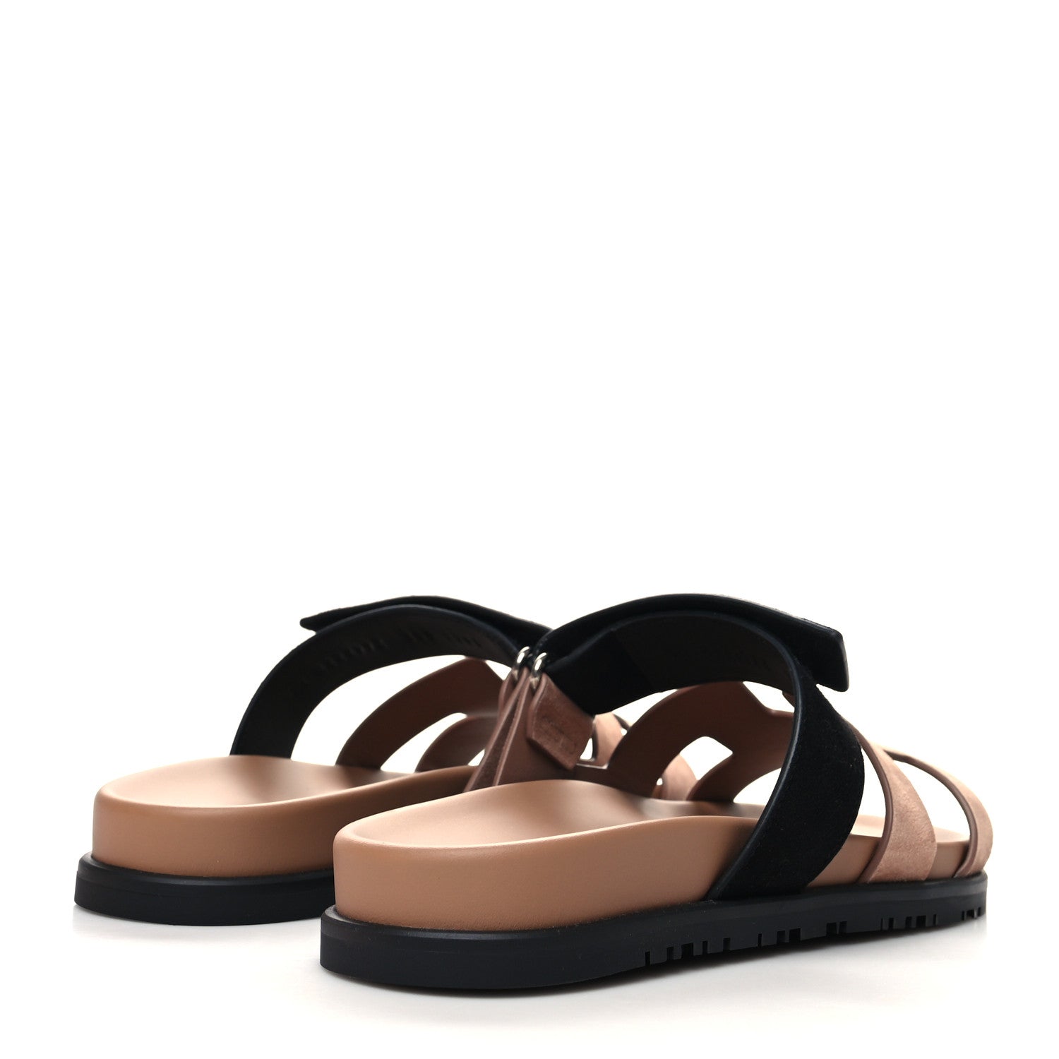 Hermes Suede Goatskin Womens Chypre Sandals 38.5 Rose Perle Black 4 of 9