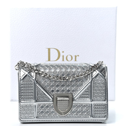 Christian Dior Metallic Patent Micro-Cannage Baby Diorama Flap Bag Silver 9 of 9