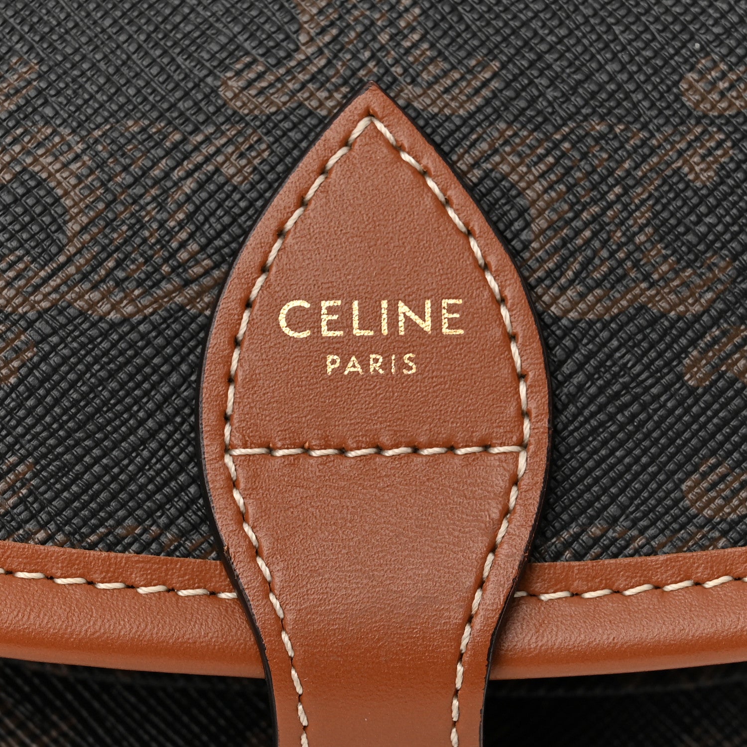 Celine Triomphe Canvas Medium Folco Bag Tan 6 of 10