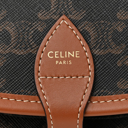 Celine Triomphe Canvas Medium Folco Bag Tan 6 of 10