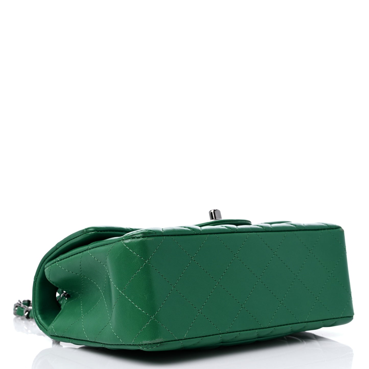 Lambskin Quilted Mini Rectangular Flap Green