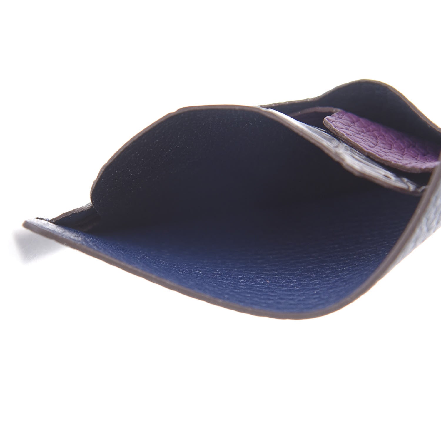 Hermes Togo Crocodile Bear Petit H Card Case Bleu Nuit Black Ultraviolet 5 of 6