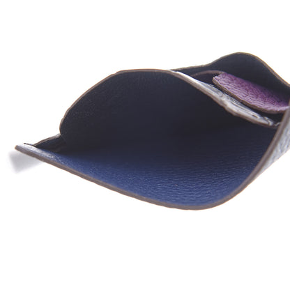 Hermes Togo Crocodile Bear Petit H Card Case Bleu Nuit Black Ultraviolet 5 of 6