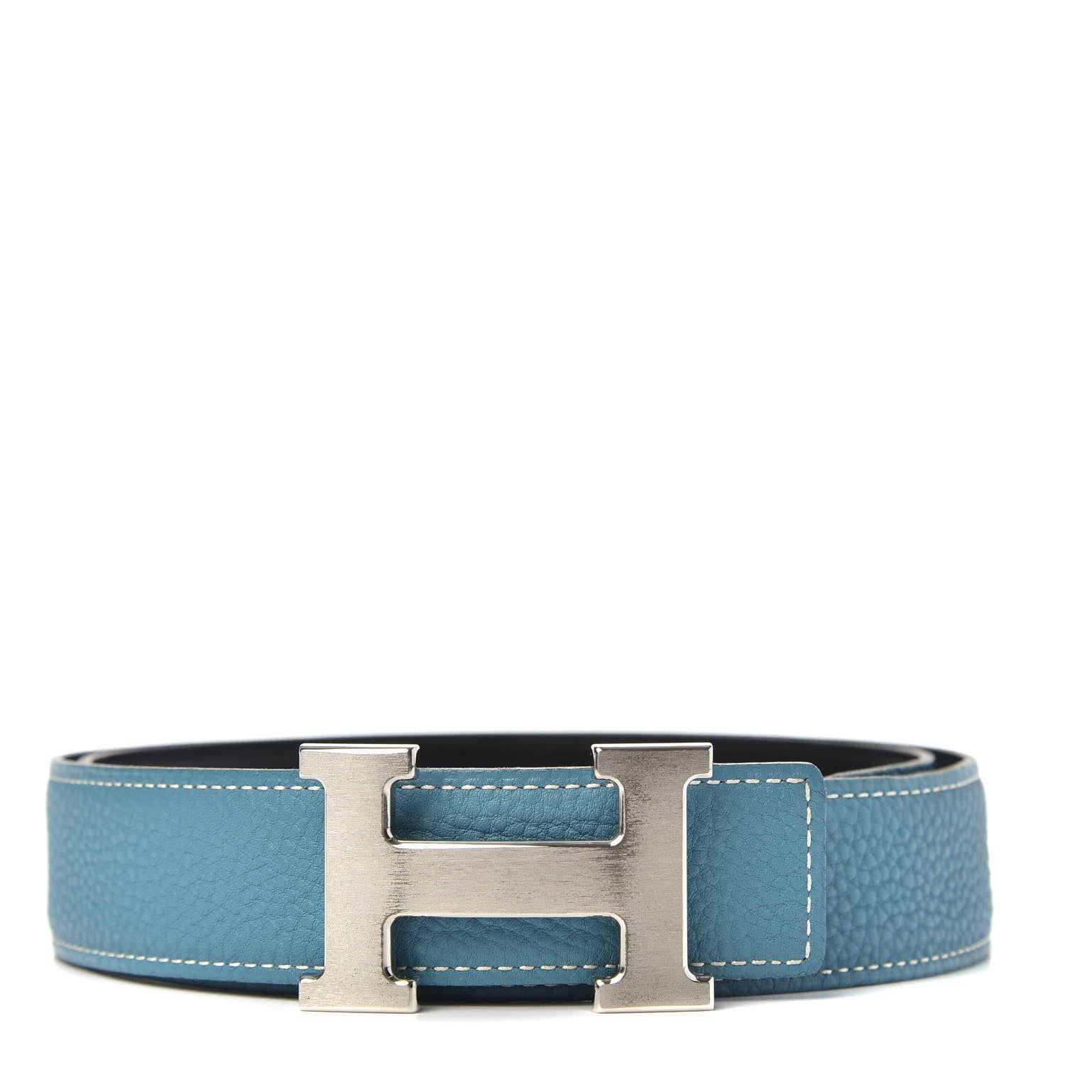 Hermes Togo Box 32mm H Belt 80 Blue Jean Black 1 of 7