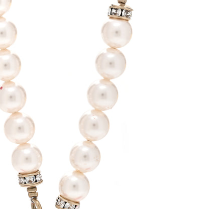 Chanel Pearl Crystal Resin CC Reversible Necklace Pink Gold White 6 of 7