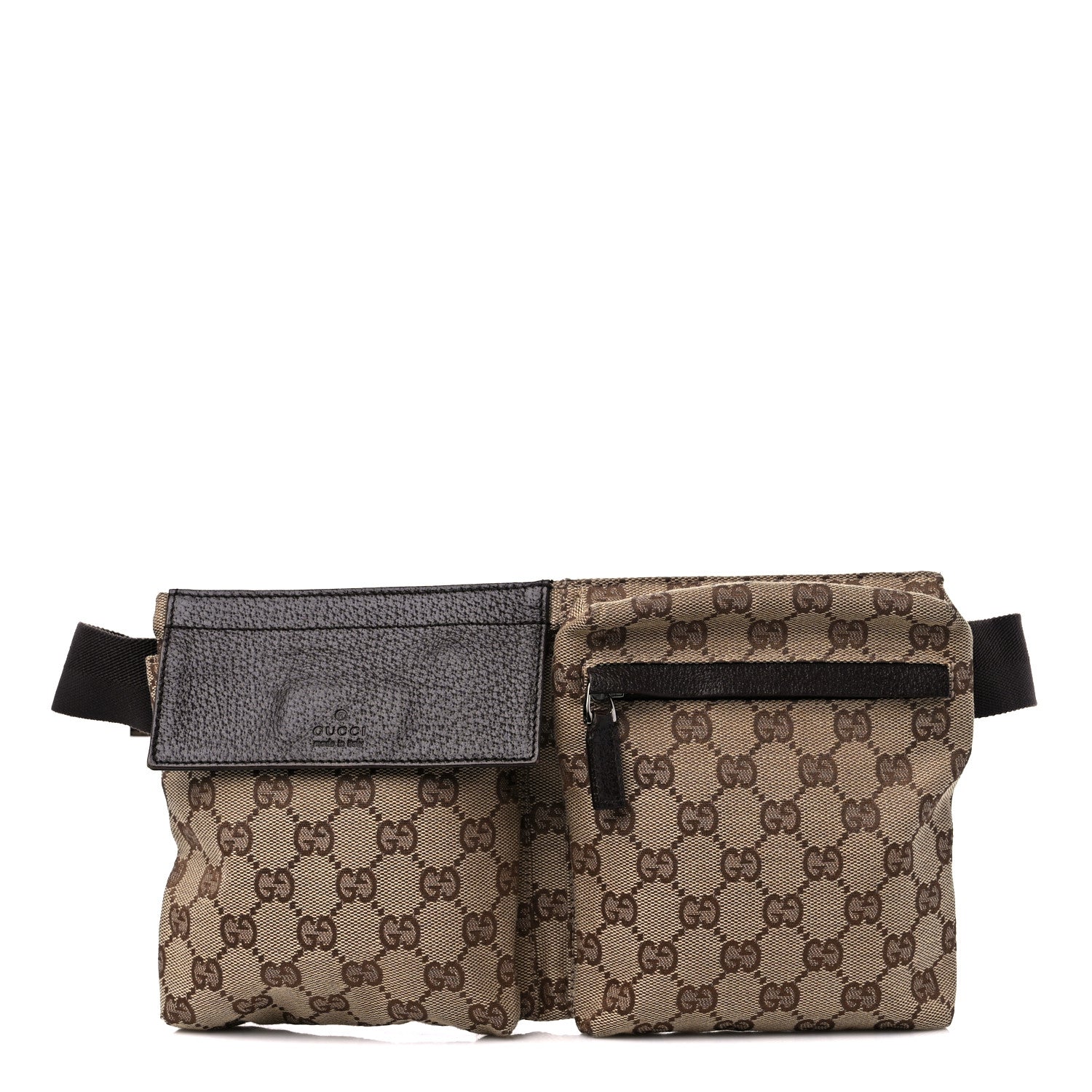 Gucci GG Monogram Double Pocket Belt Bag Dark Brown 1 of 15
