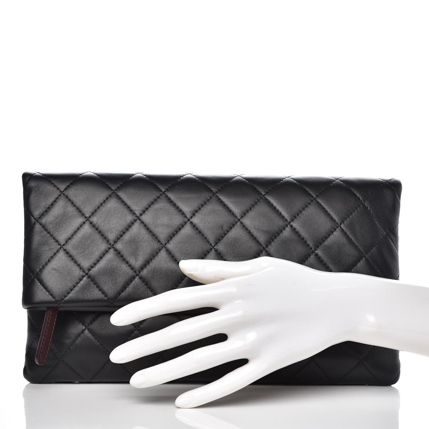 Lambskin Quilted CC Beauty Clutch Black