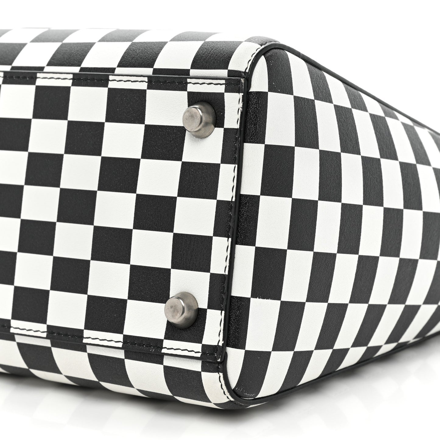 Calfskin Checkered Medium Lady Dior Black White