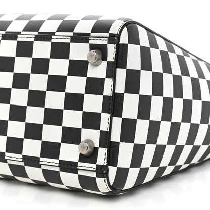 Christian Dior Calfskin Checkered Medium Lady Dior Black White 7 of 12