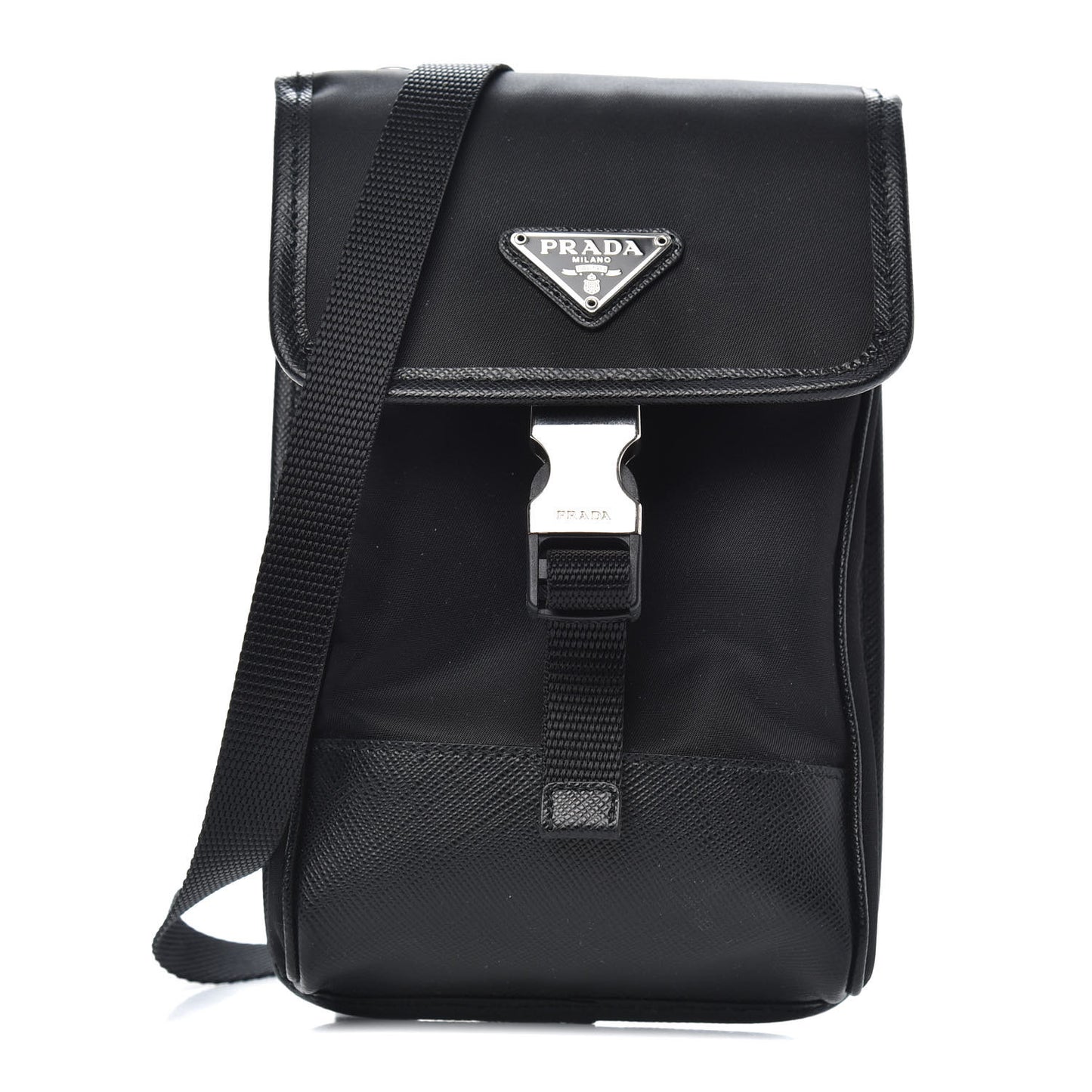 Tessuto Nylon Saffiano Phone Case Crossbody Black