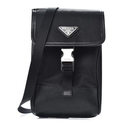 Prada Tessuto Nylon Saffiano Phone Case Crossbody Black 1 of 8