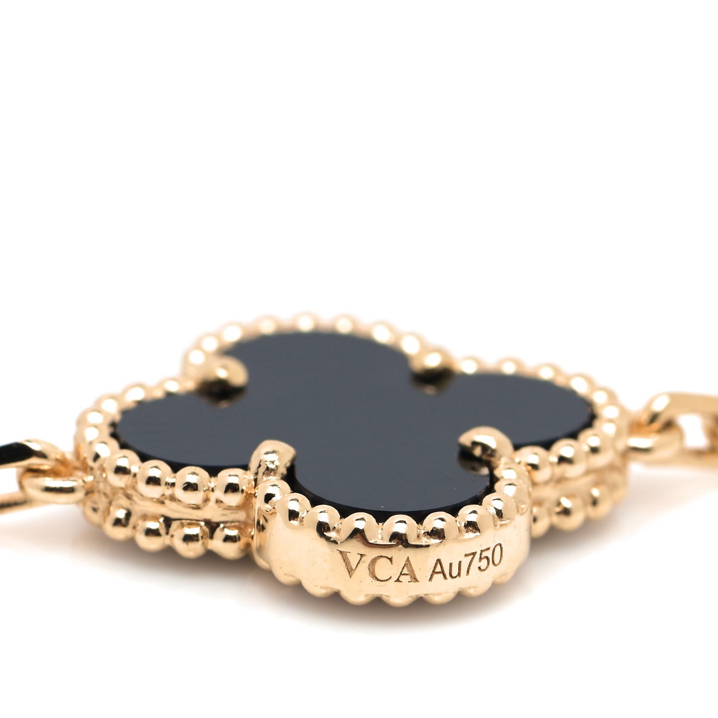 18K Yellow Gold Black Onyx 5 Motifs Vintage Alhambra Bracelet