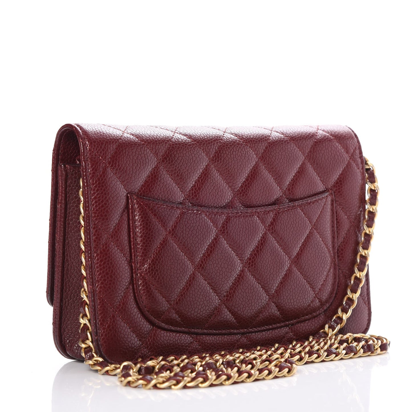 Caviar Quilted Wallet on Chain WOC Burgundy