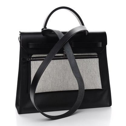 Hermes Toile H Berline Vache Hunter Herbag Zip PM 31 Black Ecru 3 of 10