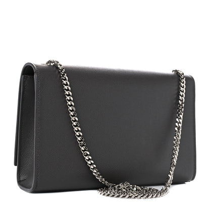 Saint Laurent Grain De Poudre Medium Classic Monogram Kate Satchel Earth Grey 3 of 15