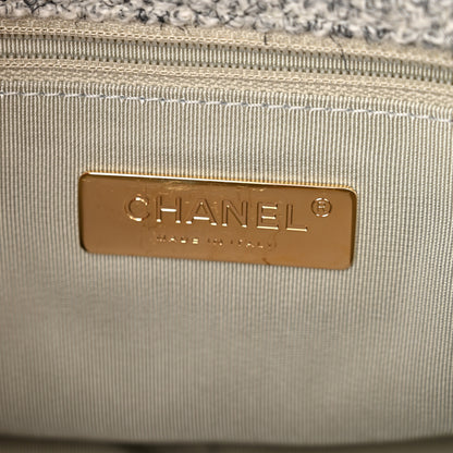Chanel Tweed Quilted Medium Chanel 19 Flap Grey Ecru 6 of 9