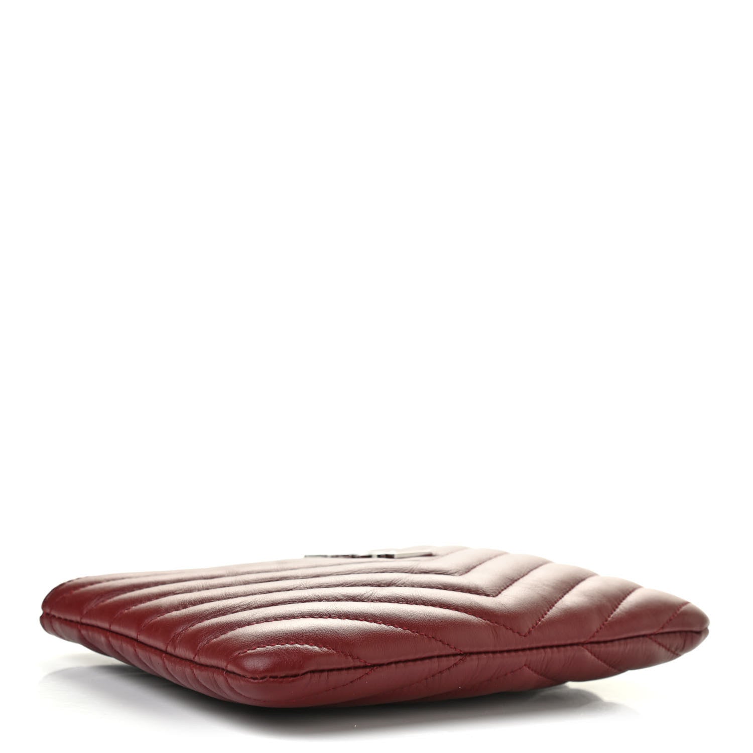 Saint Laurent Calfskin Matelasse Chevron Monogram Pouch Palissandre 7 of 14