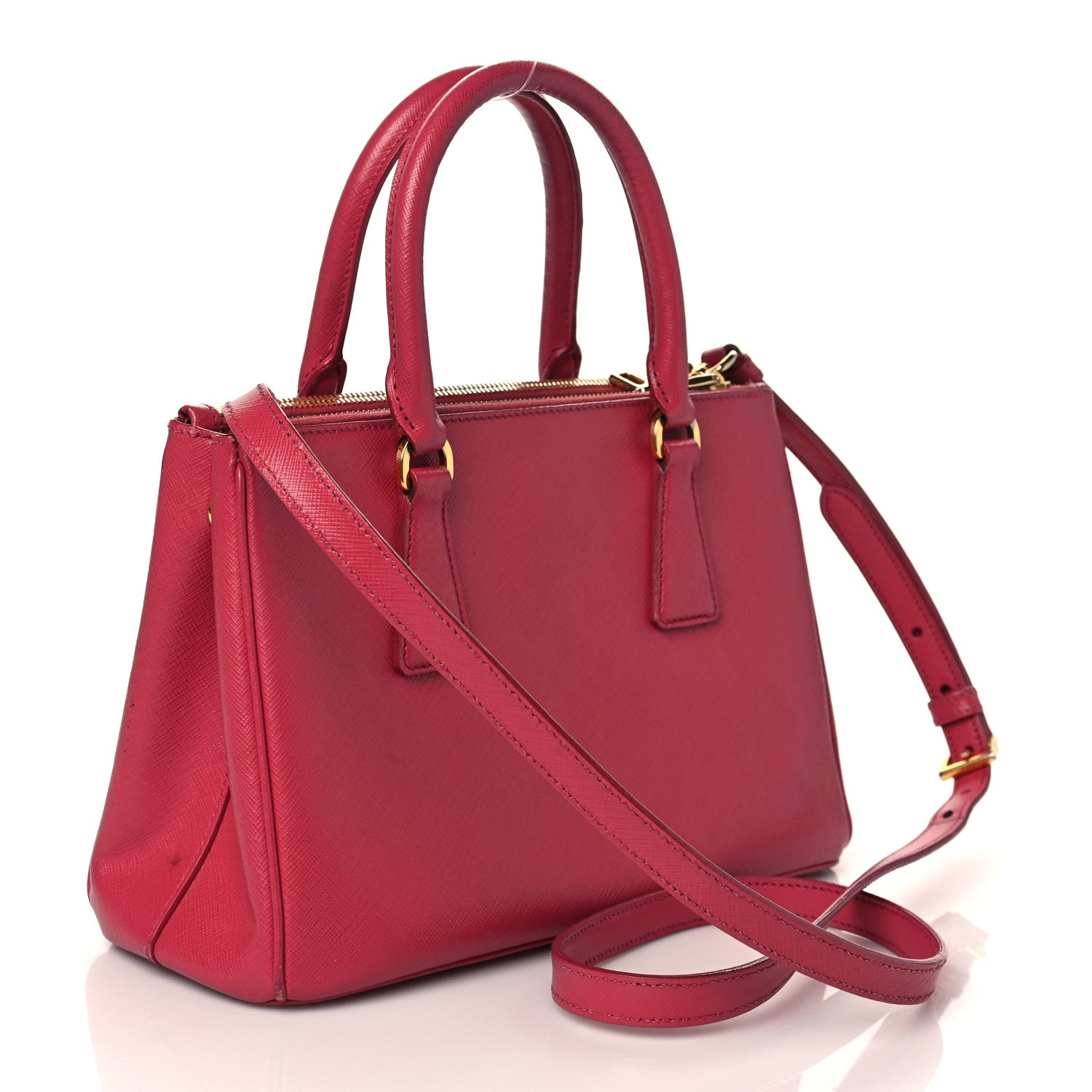Prada Saffiano Small Galleria Double Zip Tote Fuxia 2 of 12
