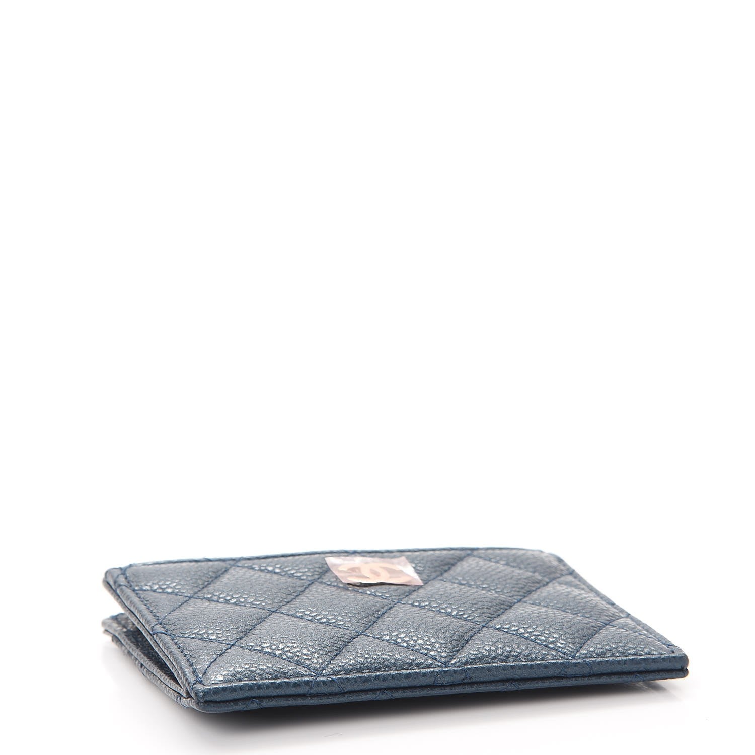 Chanel Metallic Caviar Quilted CC Zip Card Holder Dark Blue 4 of 8