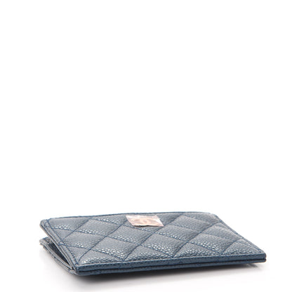 Chanel Metallic Caviar Quilted CC Zip Card Holder Dark Blue 4 of 8