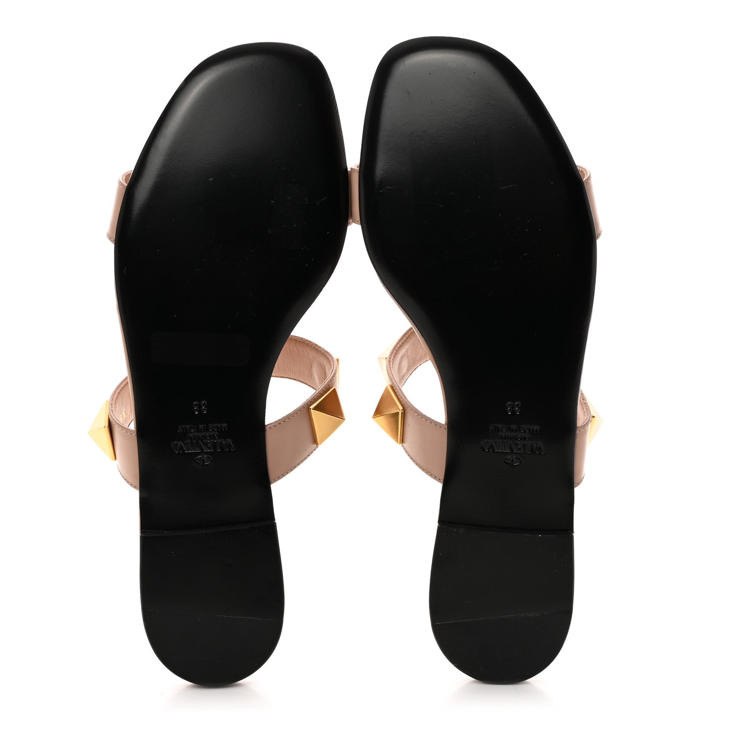 Valentino Garavani Calfskin Roman Stud Flat Slide Sandals 38 Rose Cannelle 5 of 9