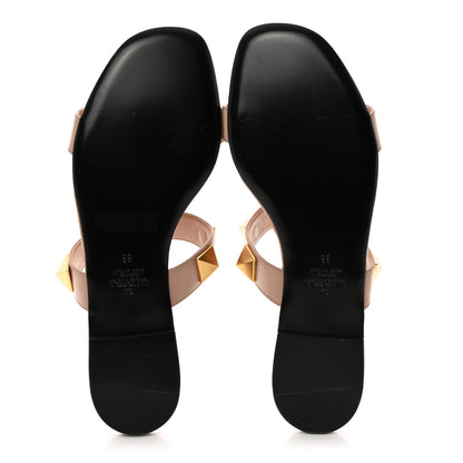 Valentino Garavani Calfskin Roman Stud Flat Slide Sandals 38 Rose Cannelle 5 of 9
