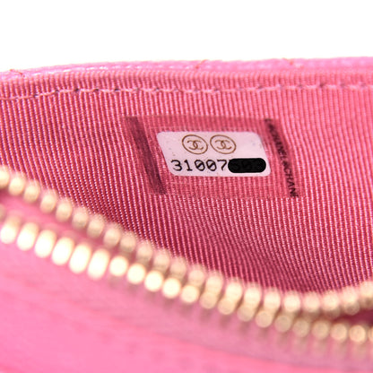 Chanel Caviar Quilted CC Zip Card Holder Pink 7 of 7