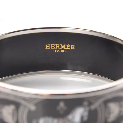 Hermes Enamel Printed Wide Grand Apparat Bracelet 65 Black 5 of 6