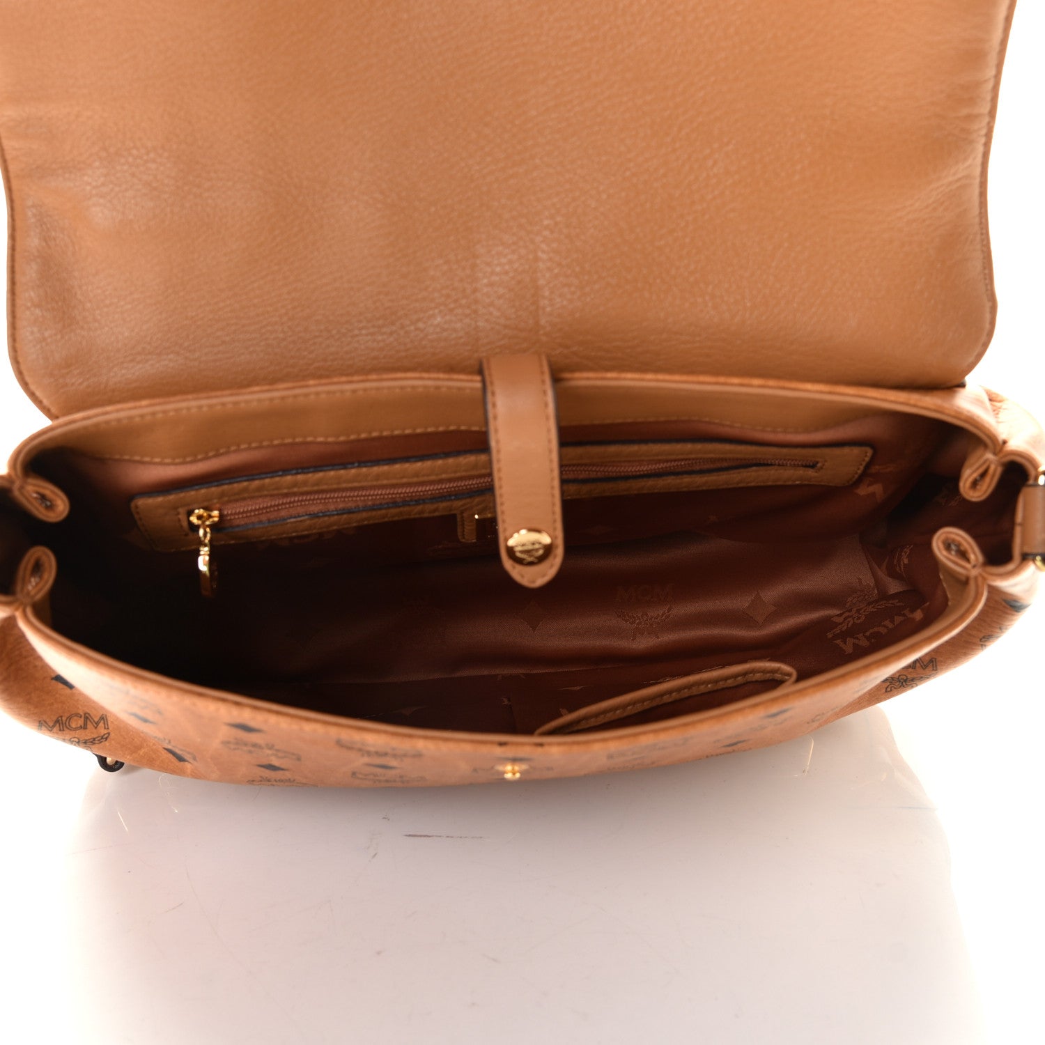 MCM Visetos Top Handle Satchel Cognac 4 of 6