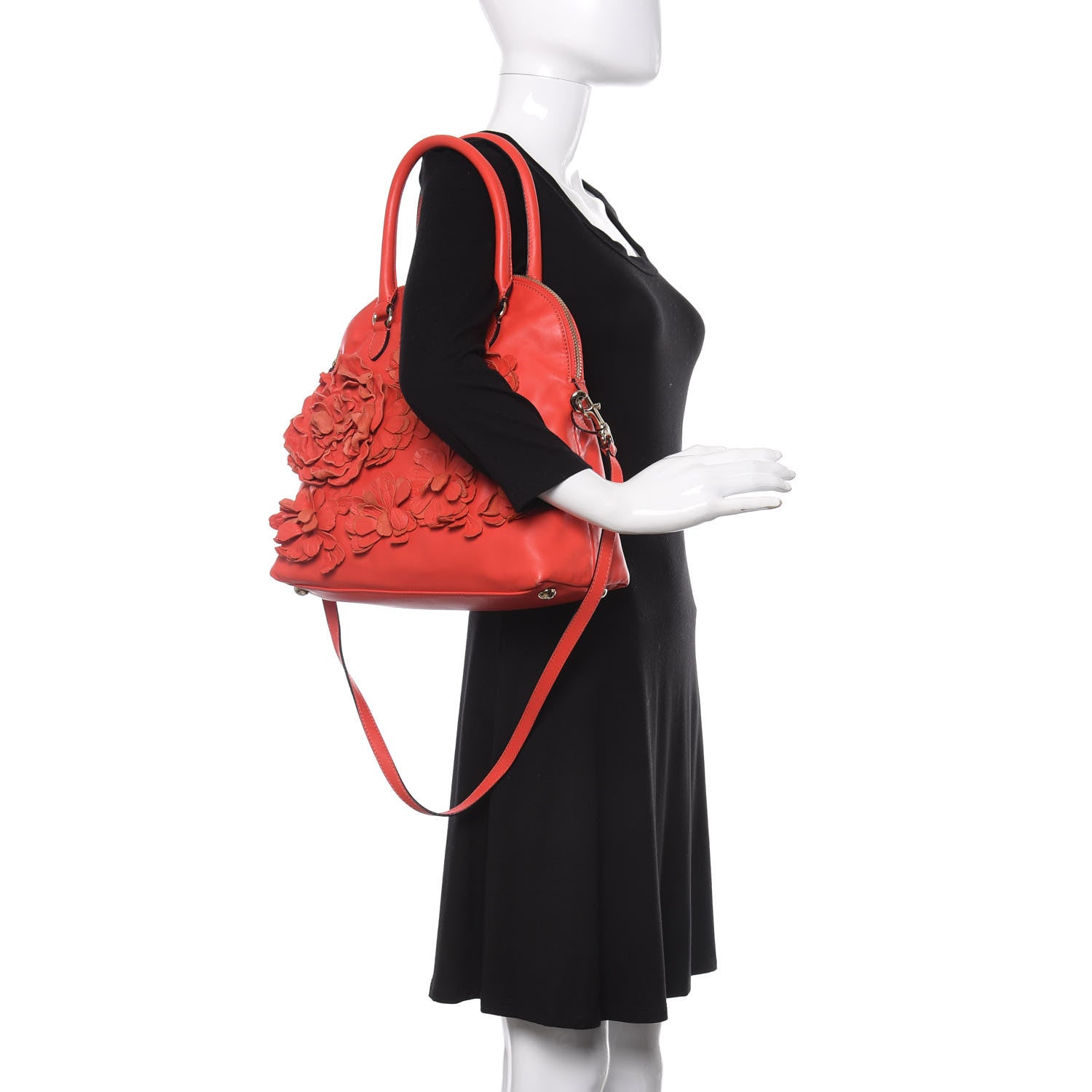 Valentino Garavani Nappa Floral Applique Tote Red 2 of 16