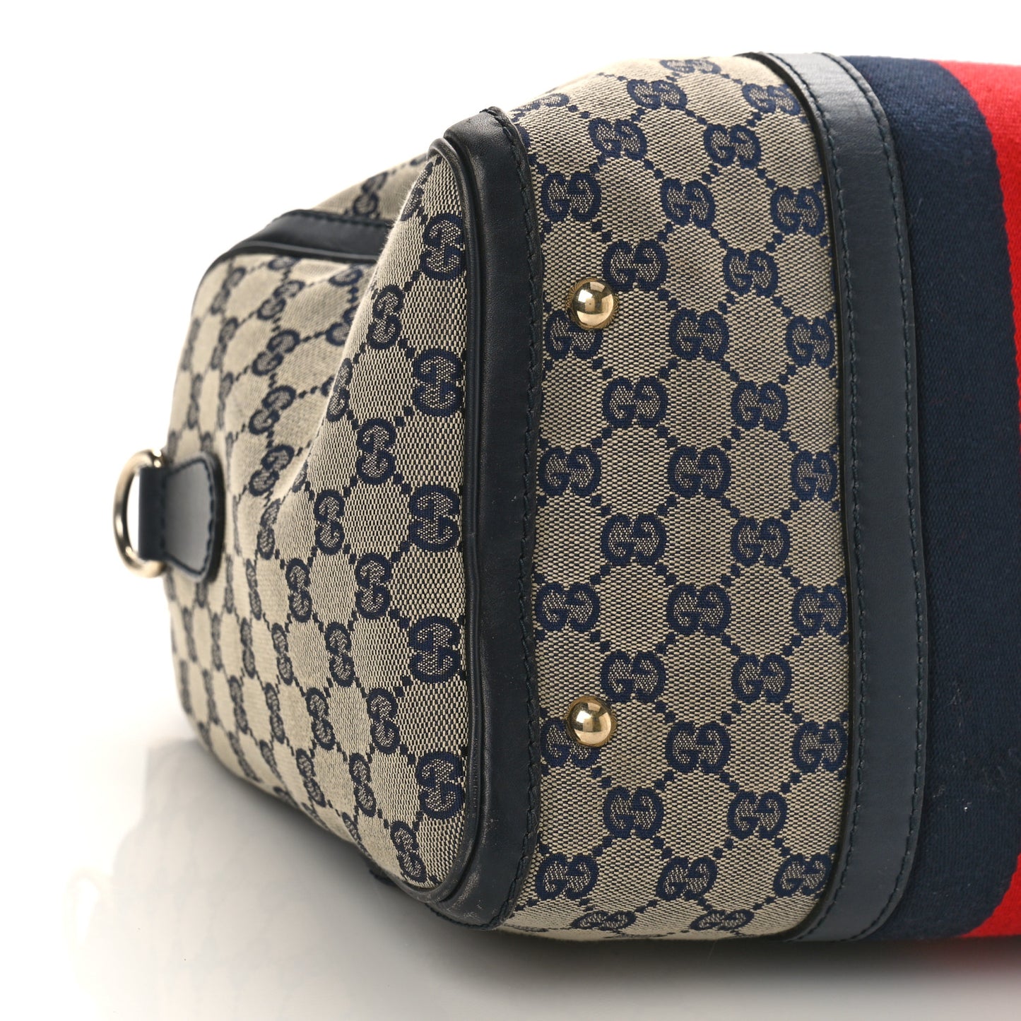 Monogram Selleria Calfskin Vintage Web Medium Boston Beige Blue