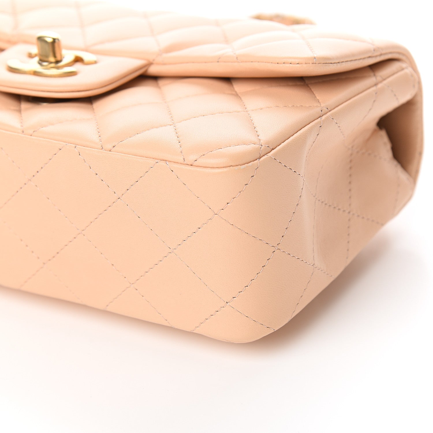 Chanel Lambskin Quilted Mini Rectangular Flap Beige 8 of 10