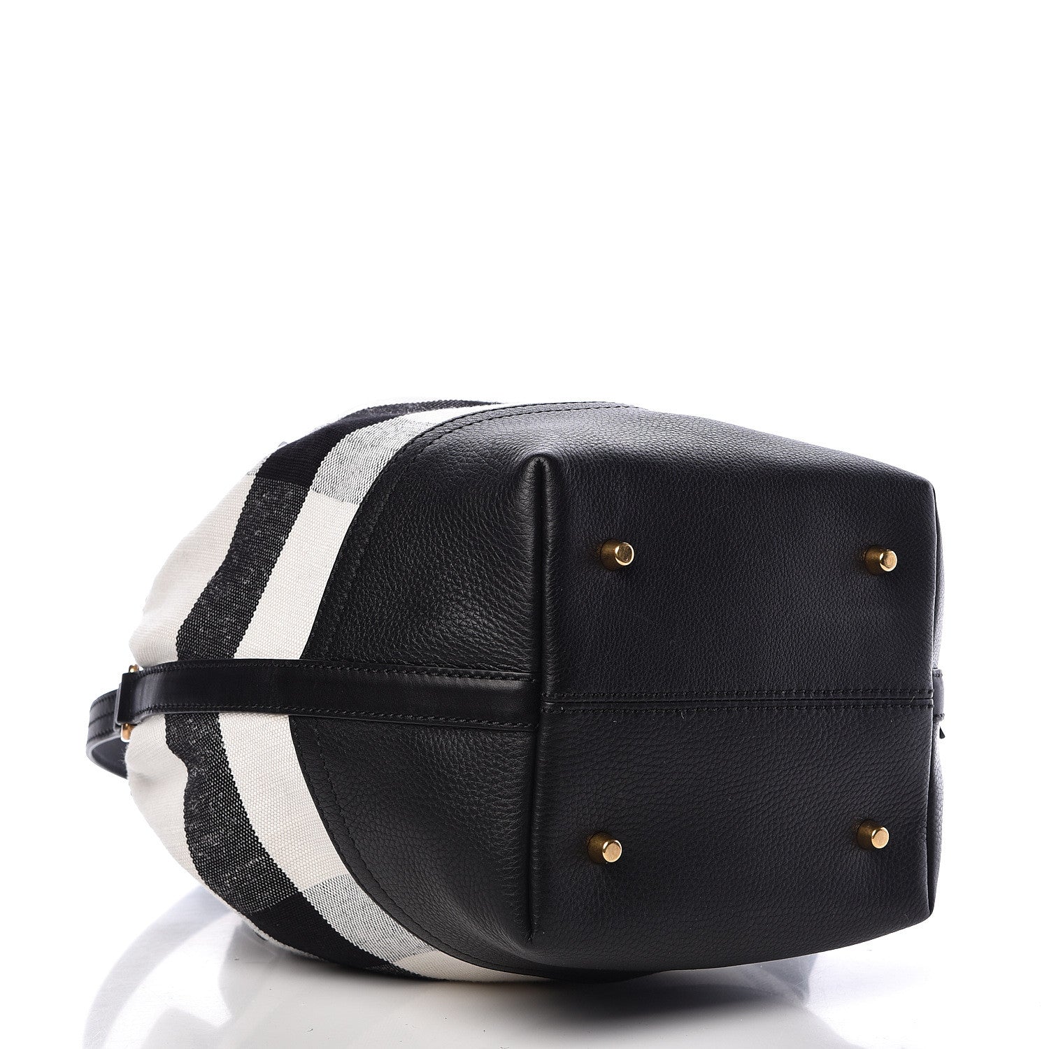 Burberry Canvas House Check Small Bucket Black White 5 of 12