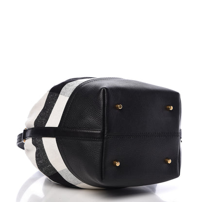 Burberry Canvas House Check Small Bucket Black White 5 of 12