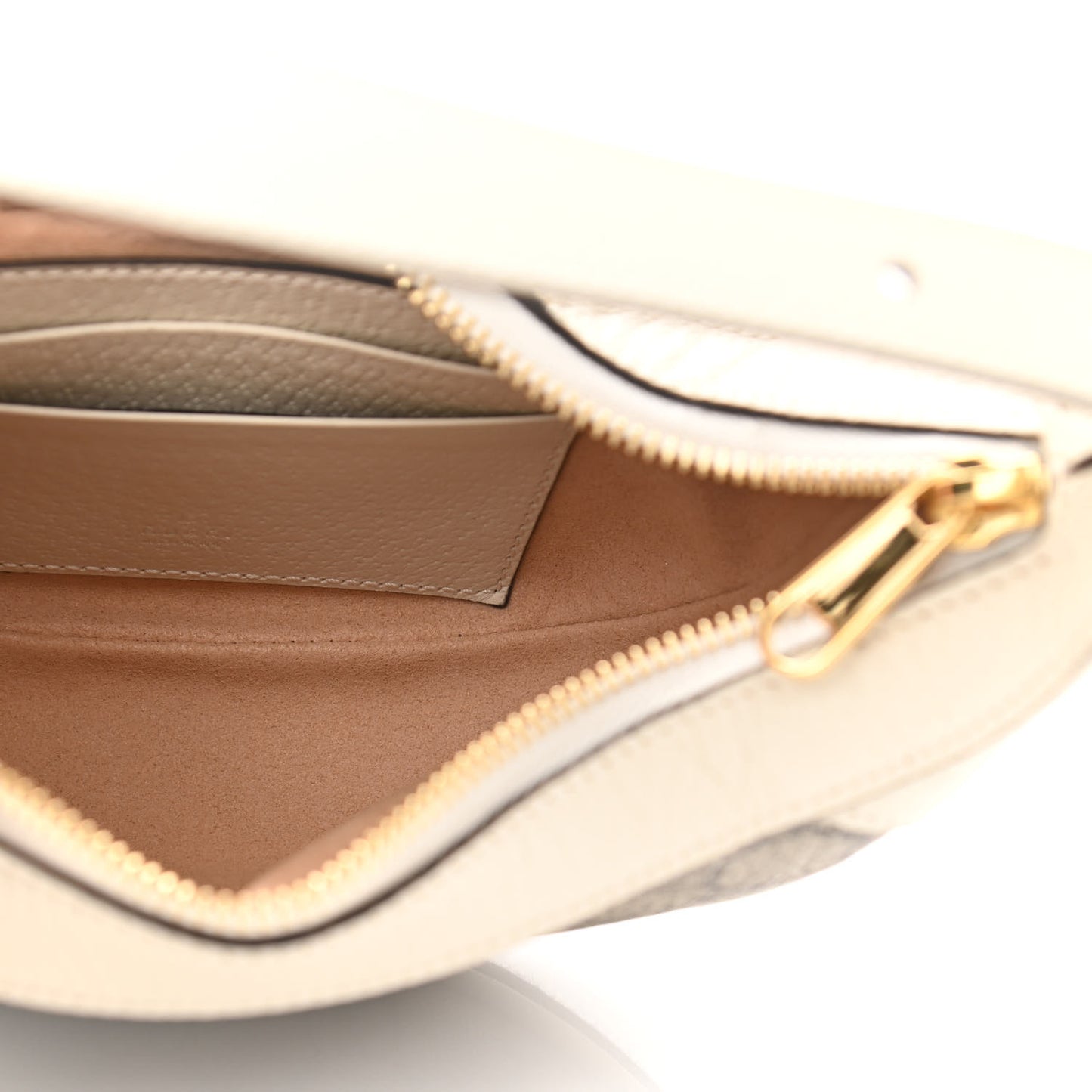 GG Supreme Monogram Textured Dollar Calfskin Web Mini Ophidia Half Moon Hobo Beige Ebony Mystic White